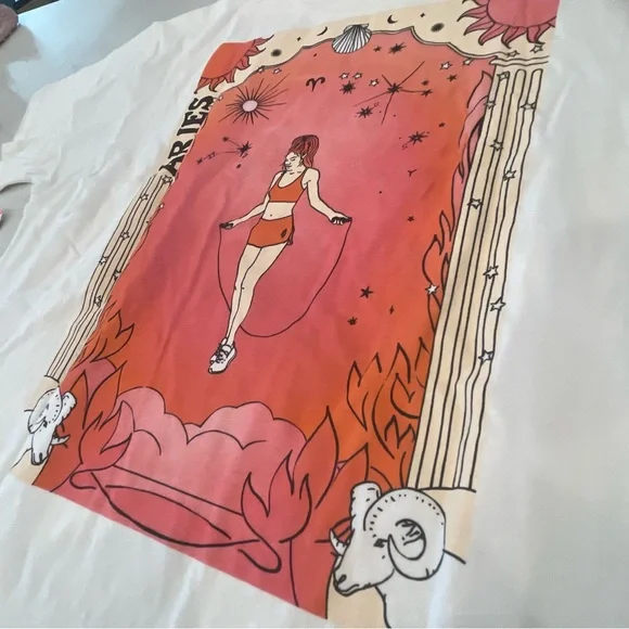 FP Movement byFree People Inspire BF Aries Graphic T-Shirt in White Red and Pink - Picture 5 of 15
